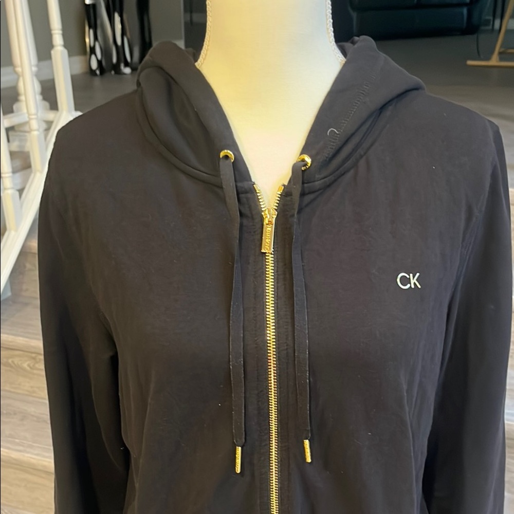 Calvin Klein Black Hoodie with Gold Accents - Picture 2 of 5